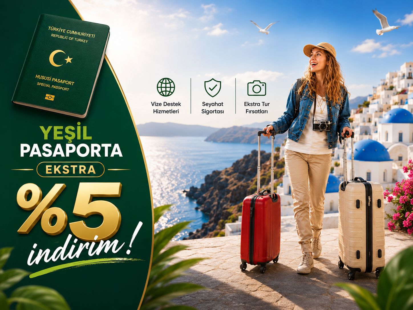 Yurt Dışı Turlarında Yeşil Pasaportlulara Özel Ekstra %5 İndirim